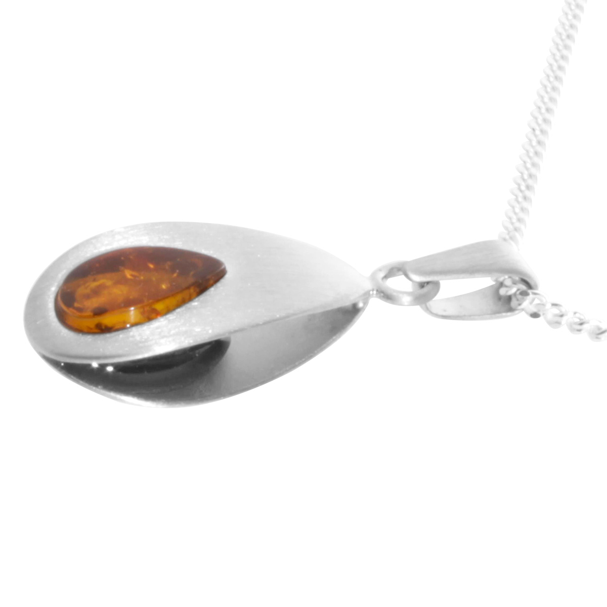 001-203440-A1461 Kette mit Anhänger Silber 925/000, 45 cm, Bernstein