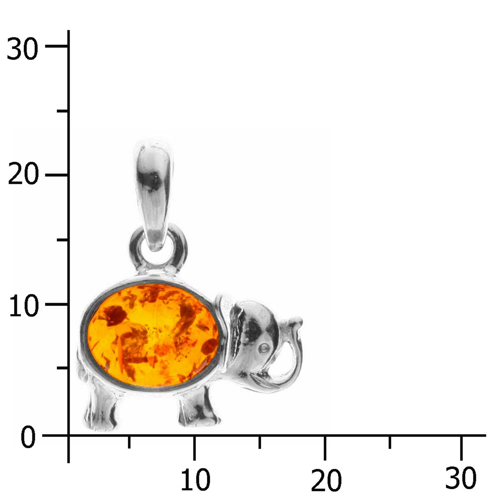 098-200160-0100k Anhänger Silber 925/000, Elefant, Bernstein