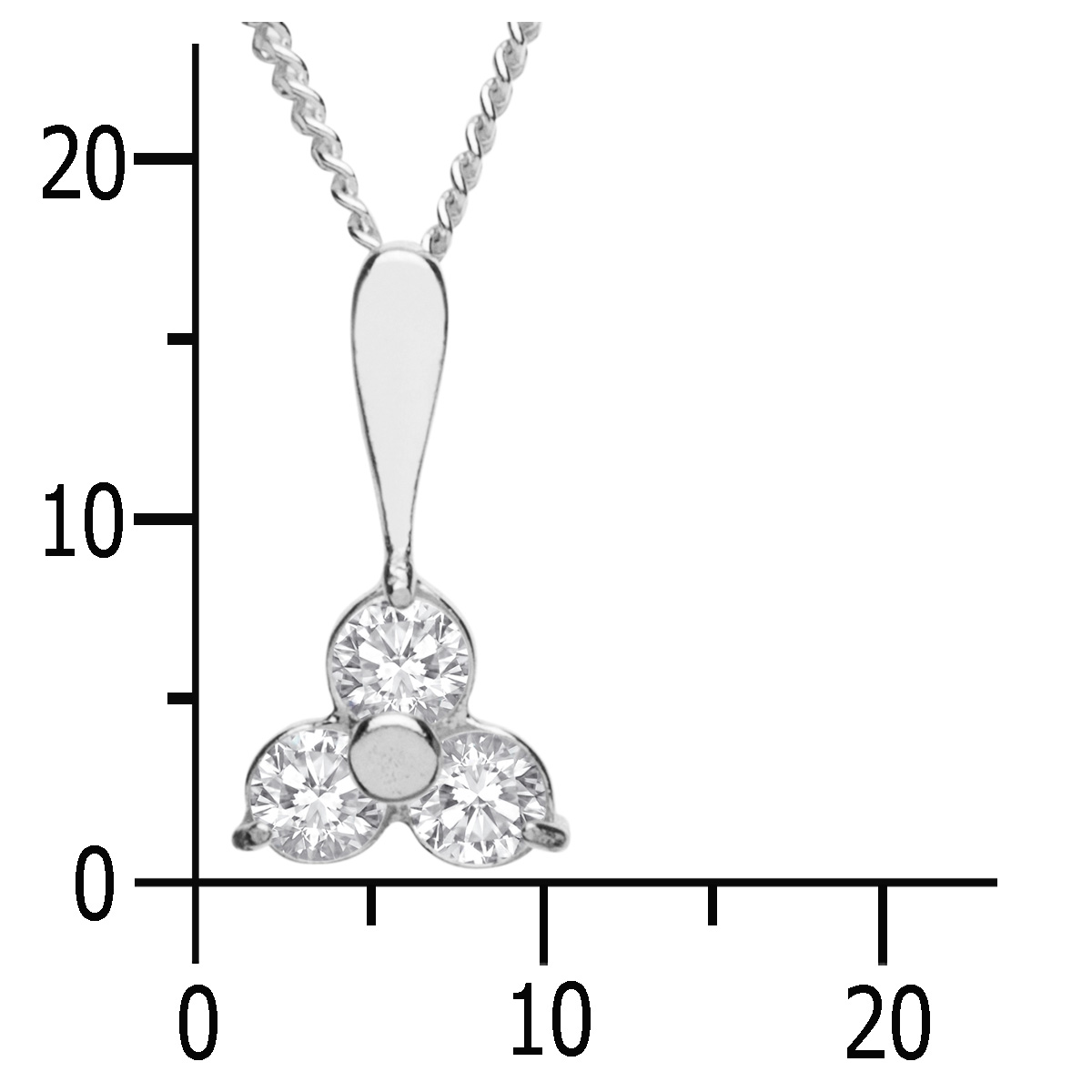 Kette mit Anhänger Silber 925/000, Zirkonia, weiß, 42 cm