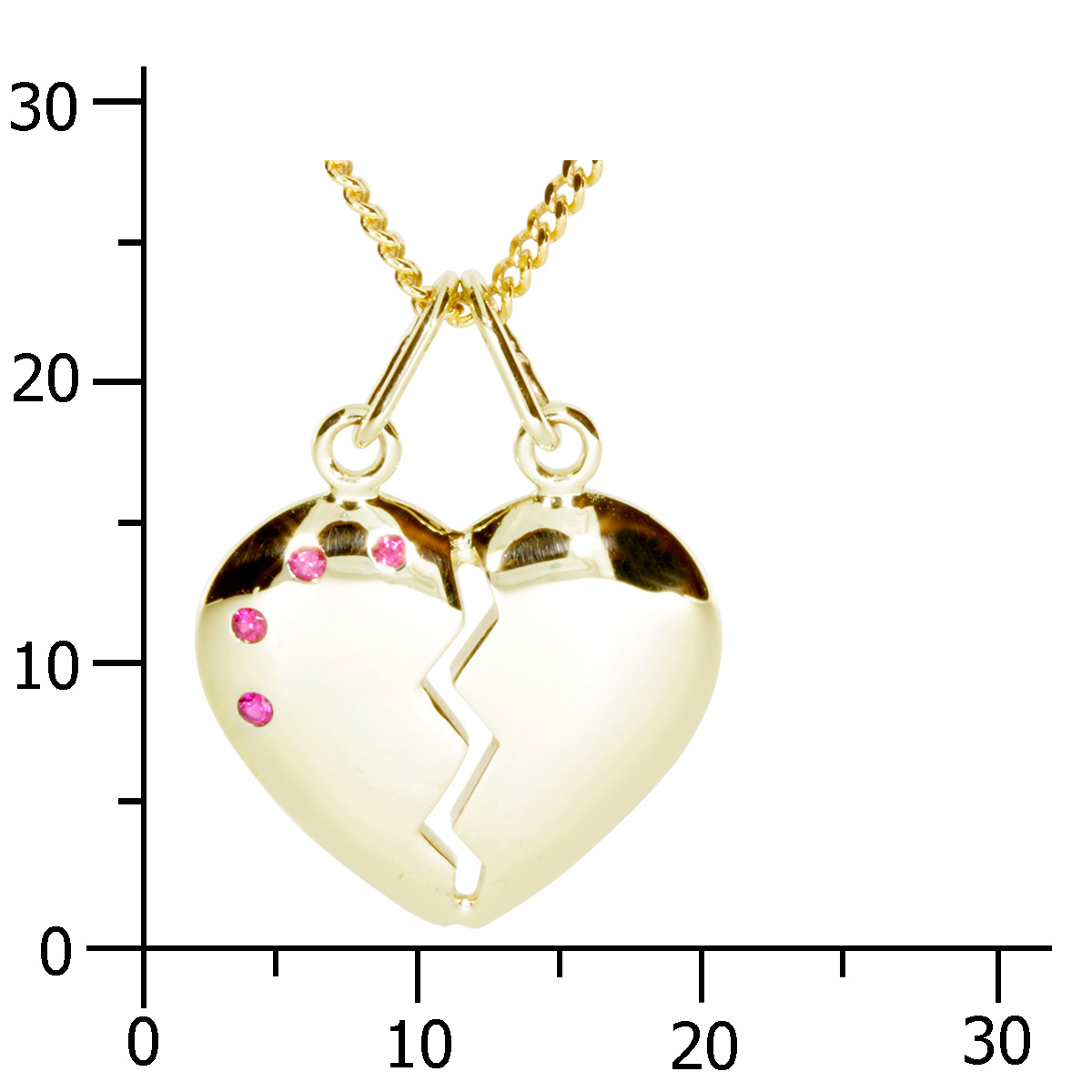 001-100572-1002k Kette mit Anhänger, Gold 333/000,Herz, 42 cm, sy. Rubin