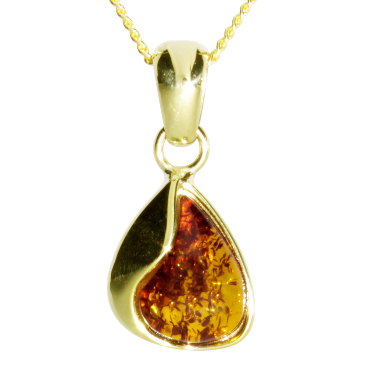 001-103641-A145 Kette mit Anhänger Gold 333/000, 45 cm, Bernstein
