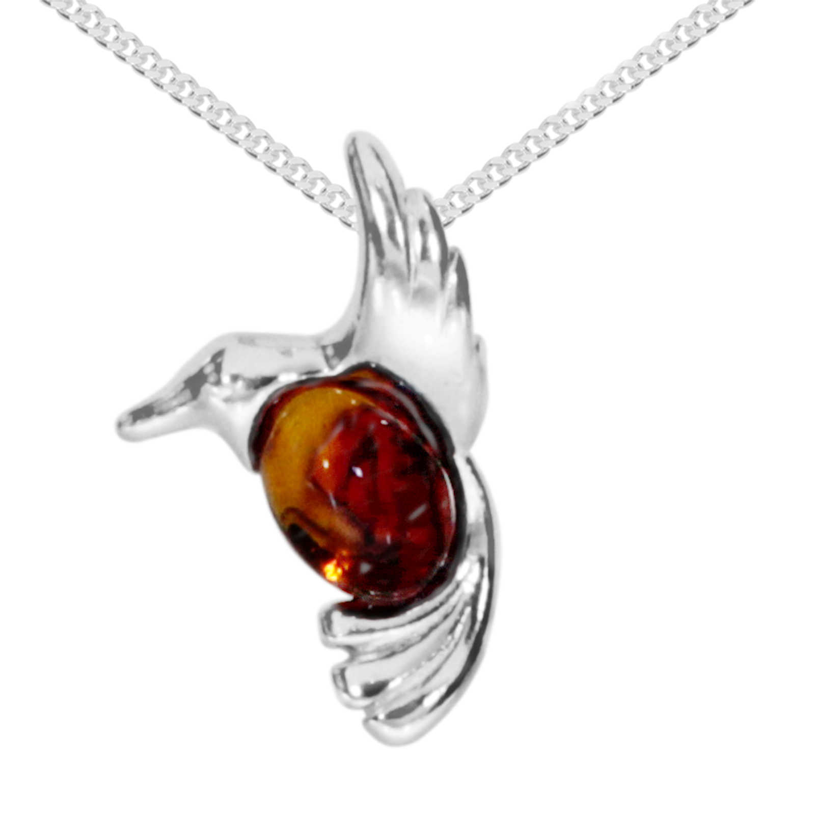 Kette mit Anhänger Silber 925/000, Bernstein -Länge wählbar-
