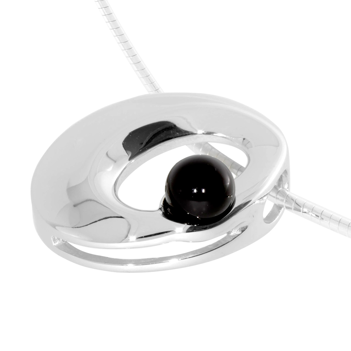 001-203126-B4451 Halsreif mit Anhänger Silber 925/000, 45 cm, Onyx