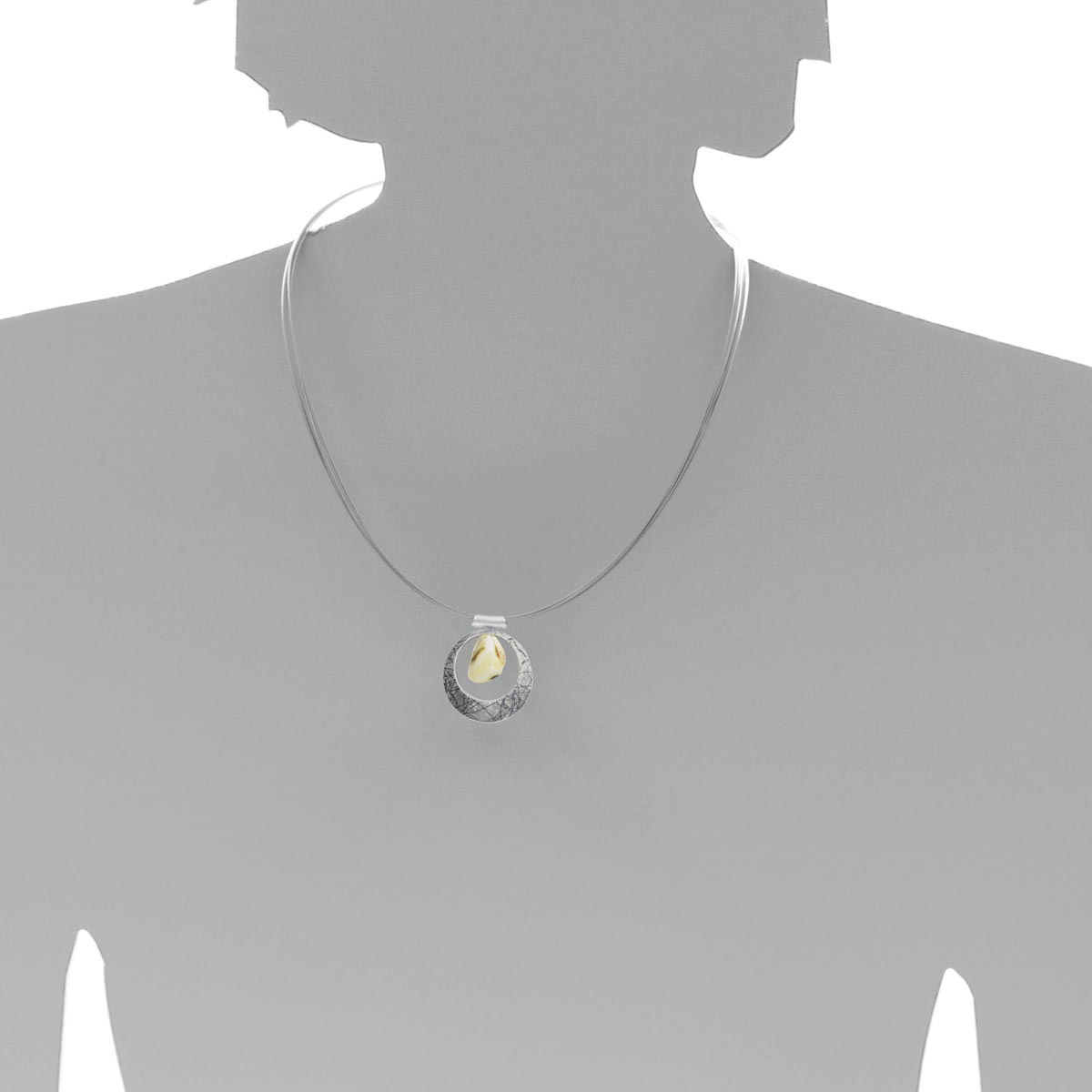 001-203689-A245s1 Collier Silber 925/000, Bernstein- Unikat, Sarah Vicenza