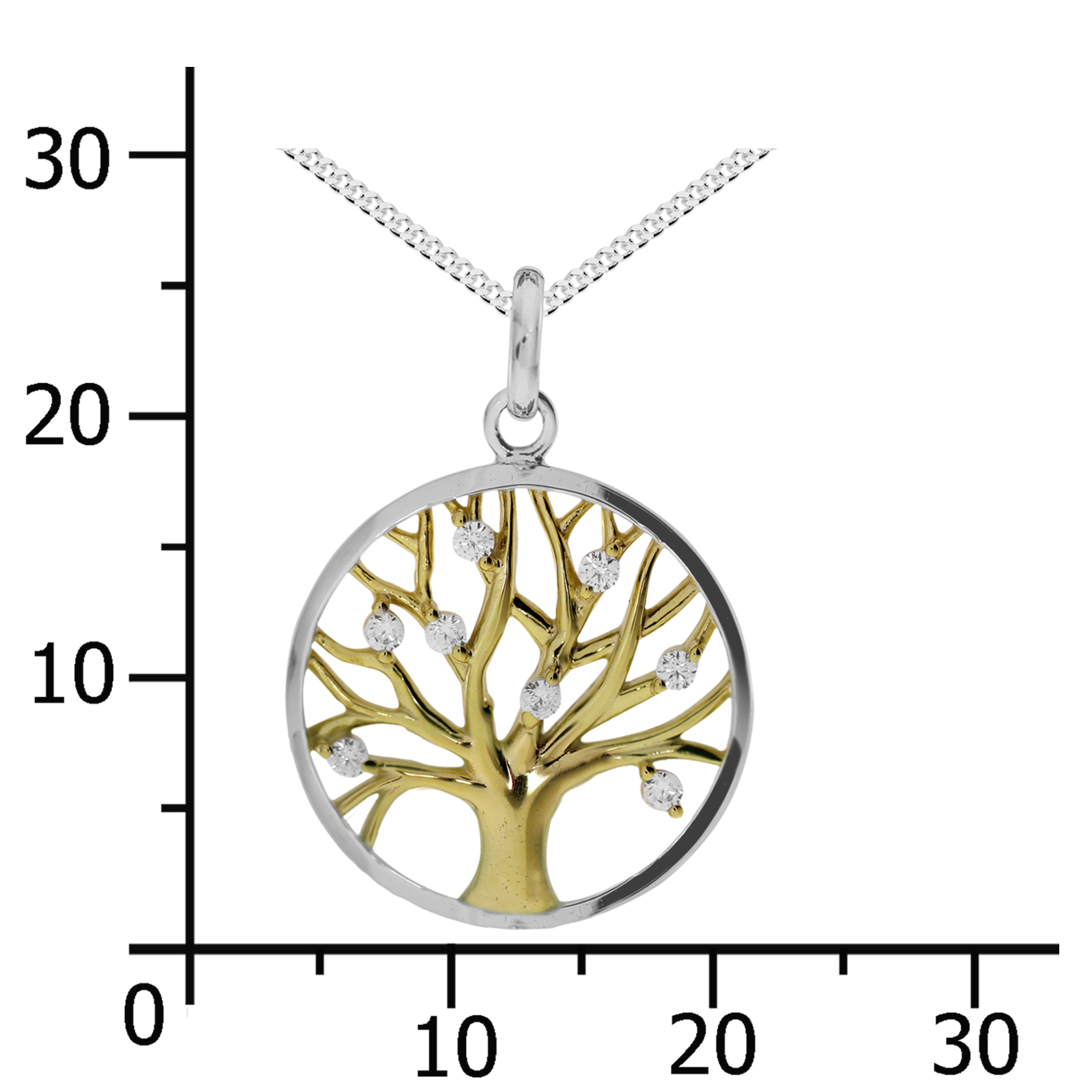 Kette mit Anhänger "Lebensbaum", Silber 925/000,  Zirkonia  -Länge wählbar-    Kette mit Anhänger "Lebensbaum", Silber 925/000,  Zirkonia  -Länge wählbar-