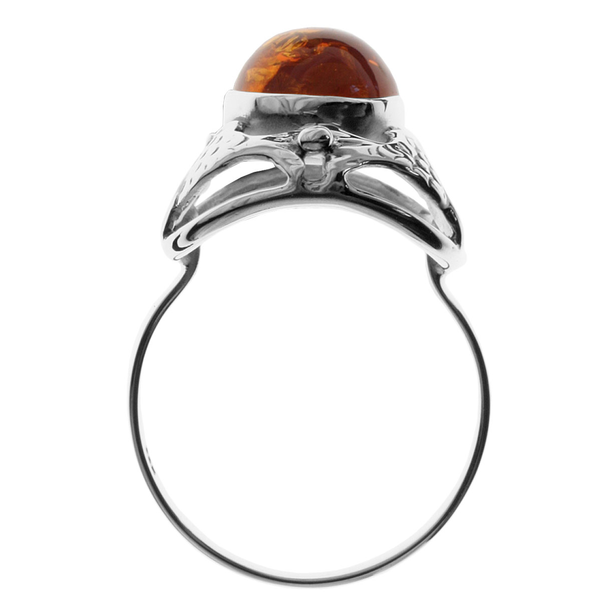 Ring Fischland Silber 925/000, oxyd., Bernstein -Größe wählbar-