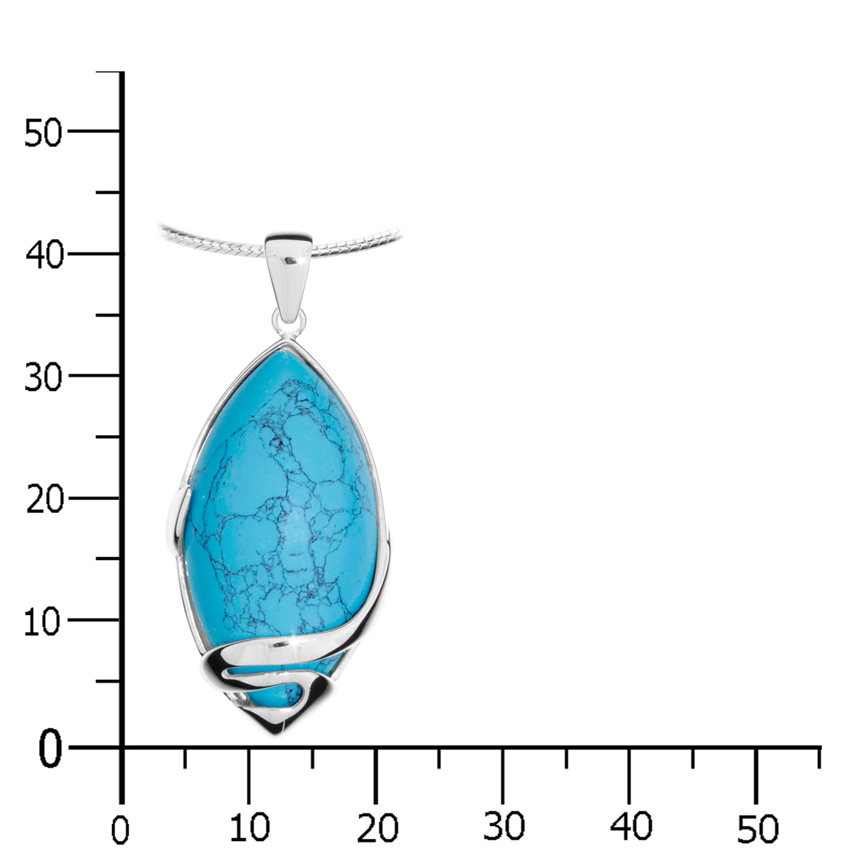 Kette mit Anhänger Silber 925/000, 50 cm, rek. Türkis