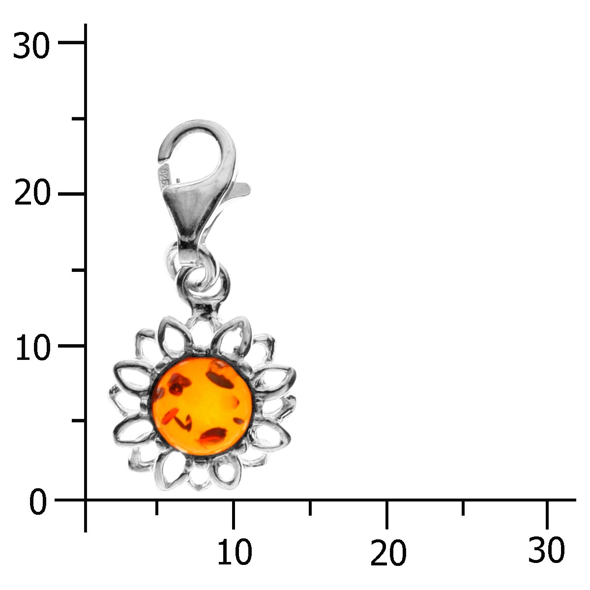 098-200020-0200k Charm Silber 925/000, Blüte, Bernstein