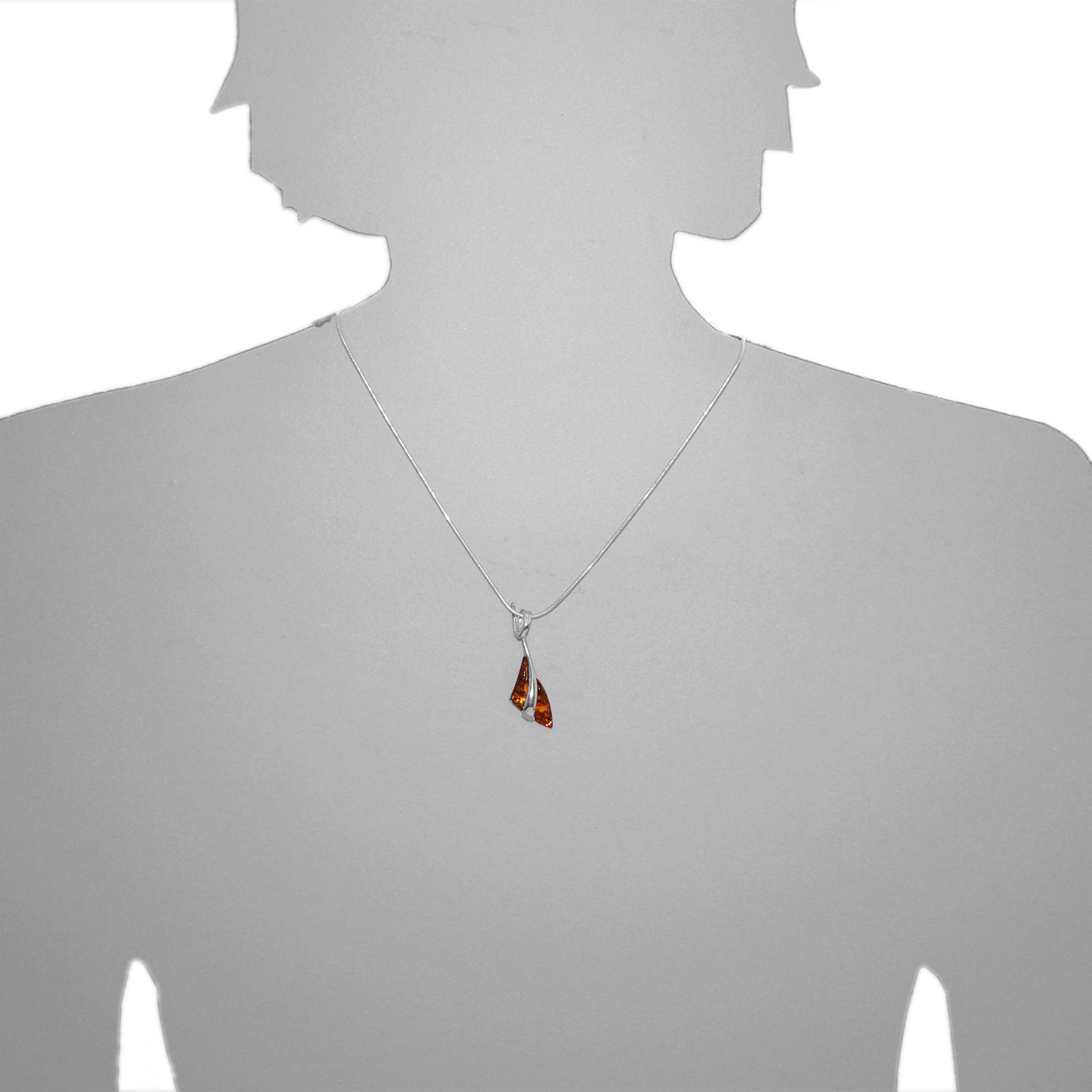 Kette mit Anhänger Silber 925/000, Bernstein -Länge wählbar- Kette mit Anhänger Silber 925/000, Bernstein -Länge wählbar-