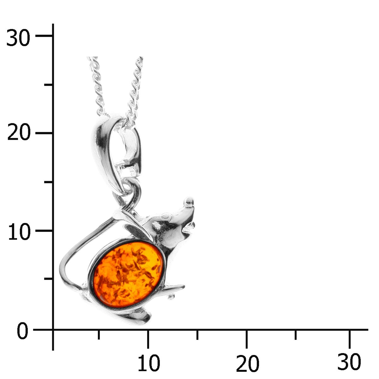 098-200170-A142k Kette mit Anhänger Maus, Silber 925/000, Bernstein, -Länge wählbar-