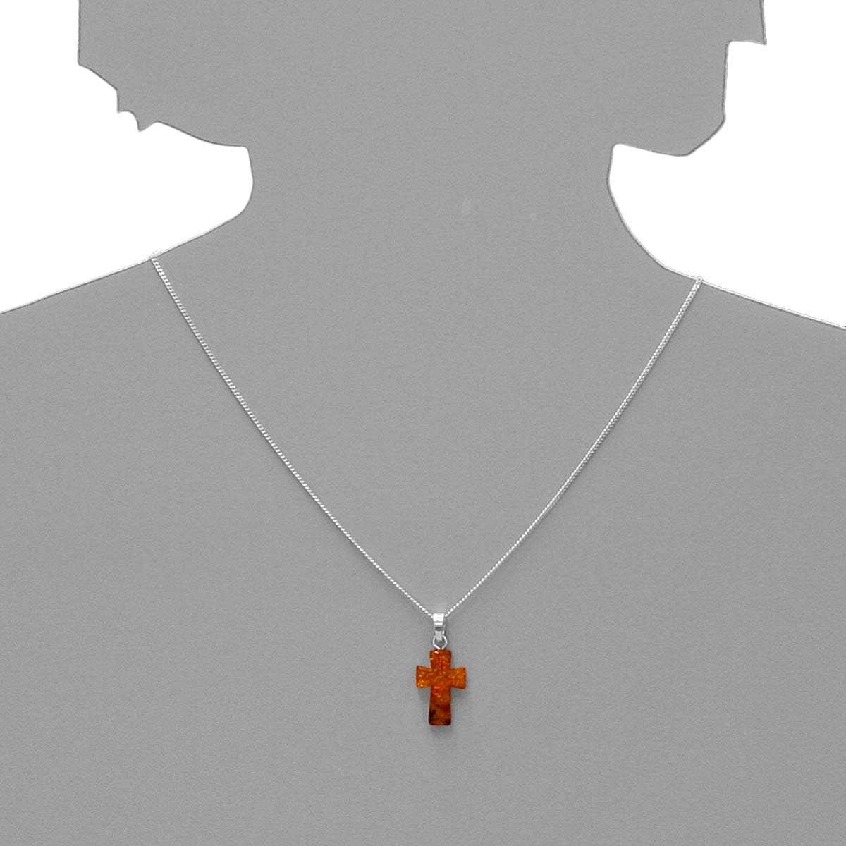 075-409002-2000s Bernsteinanhänger Kreuz, Silber 925/000