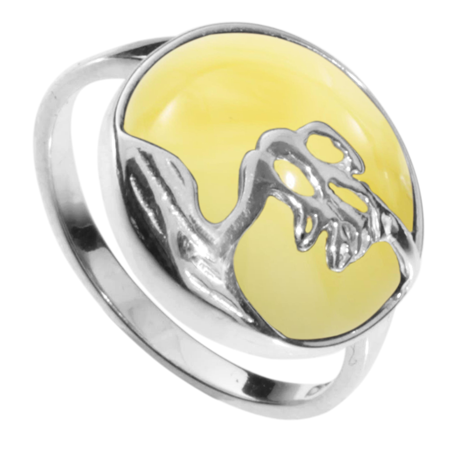 Ring Silber 925/000, "Windflüchter", Bernstein-Unikat -Größe wählbar-