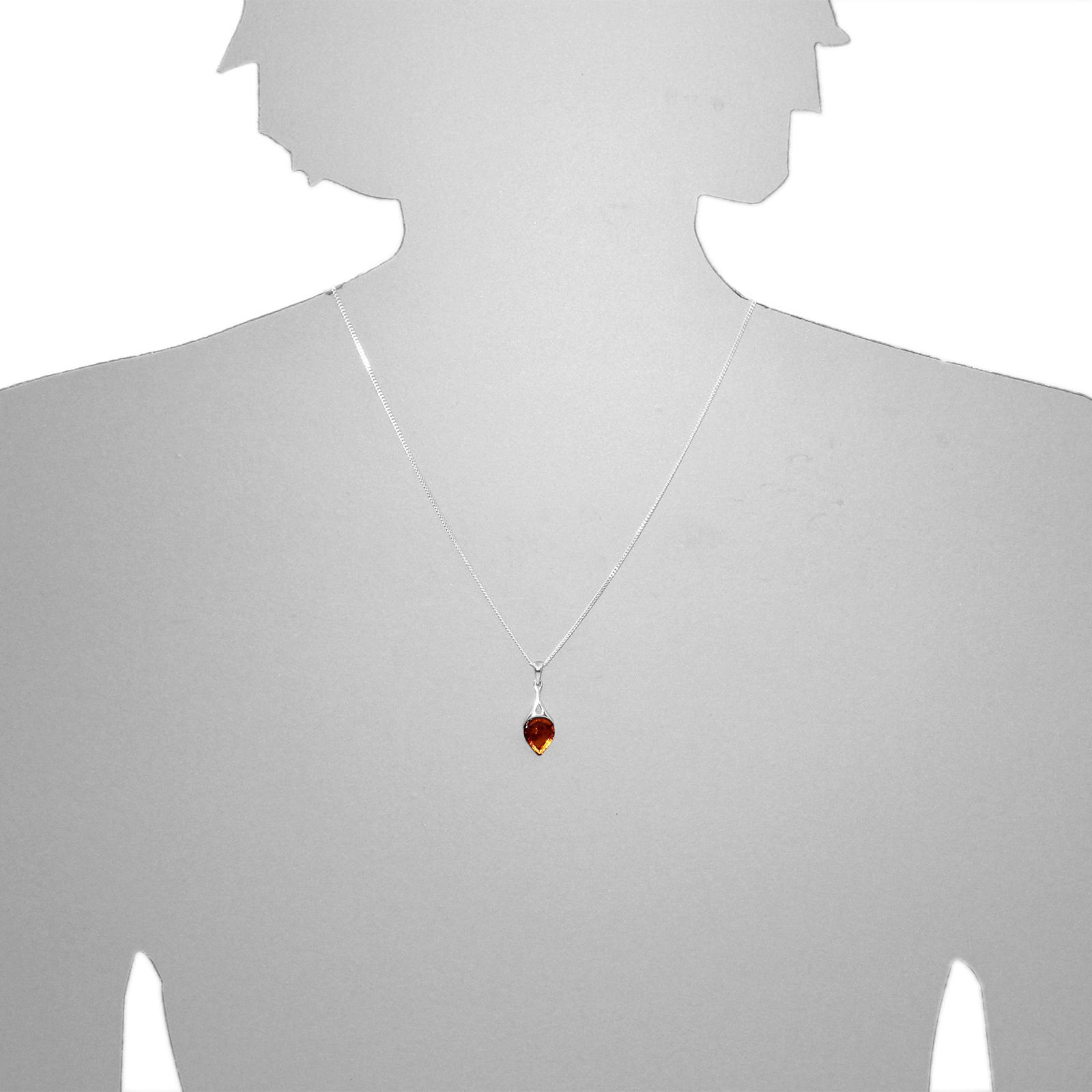 Kette mit Anhänger Silber 925/000, Bernstein -Länge wählbar- Kette mit Anhänger Silber 925/000, Bernstein -Länge wählbar-