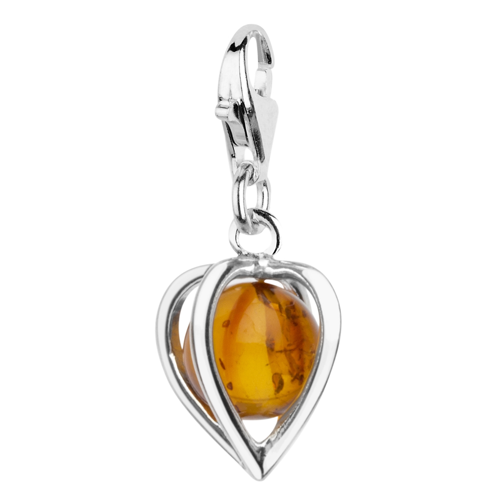 098-200320-0200 Charm Silber 925/000, Herz, Bernstein
