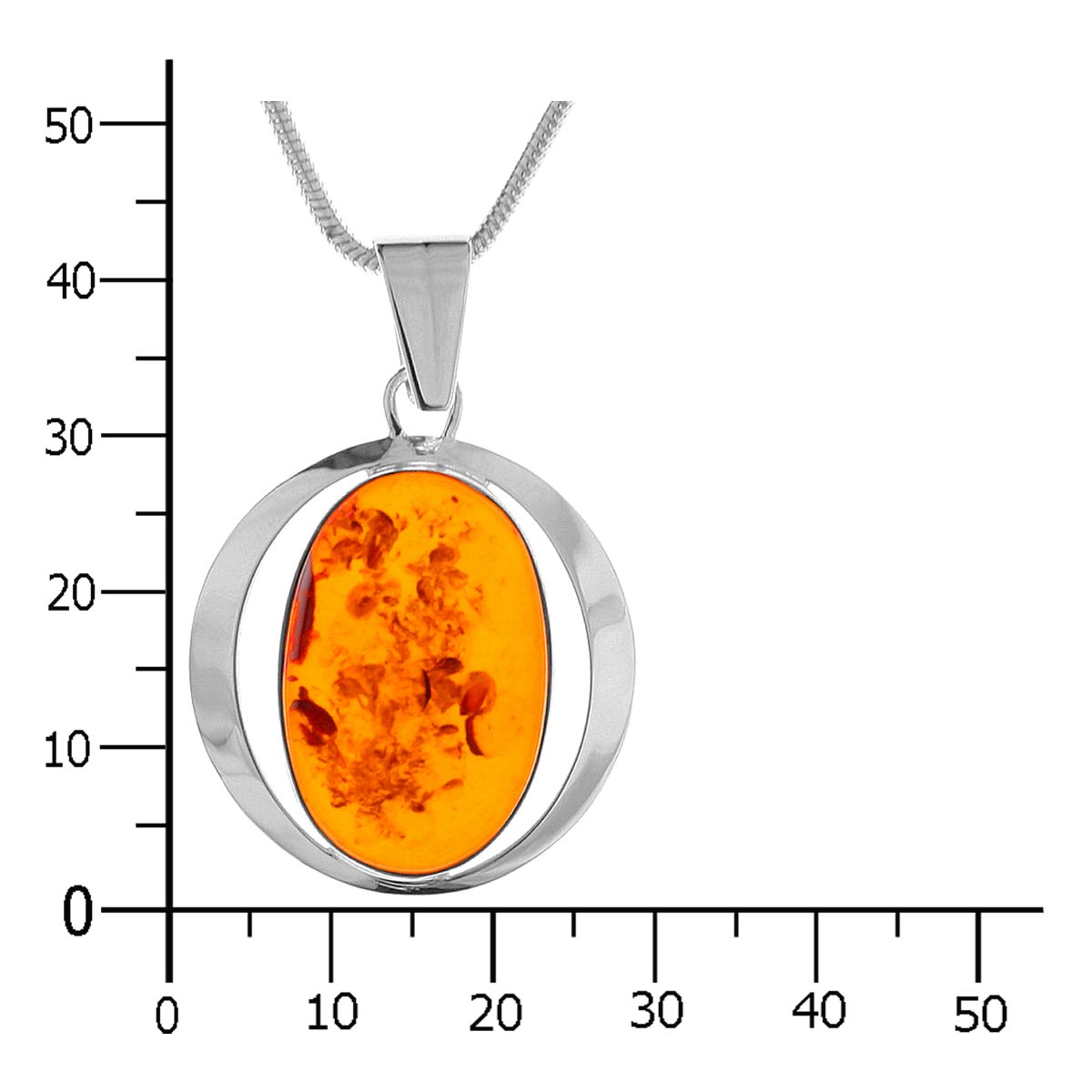 001-200493-A150k Kette mit Anhänger, Silber 925/000, Bernstein -Länge wählbar-