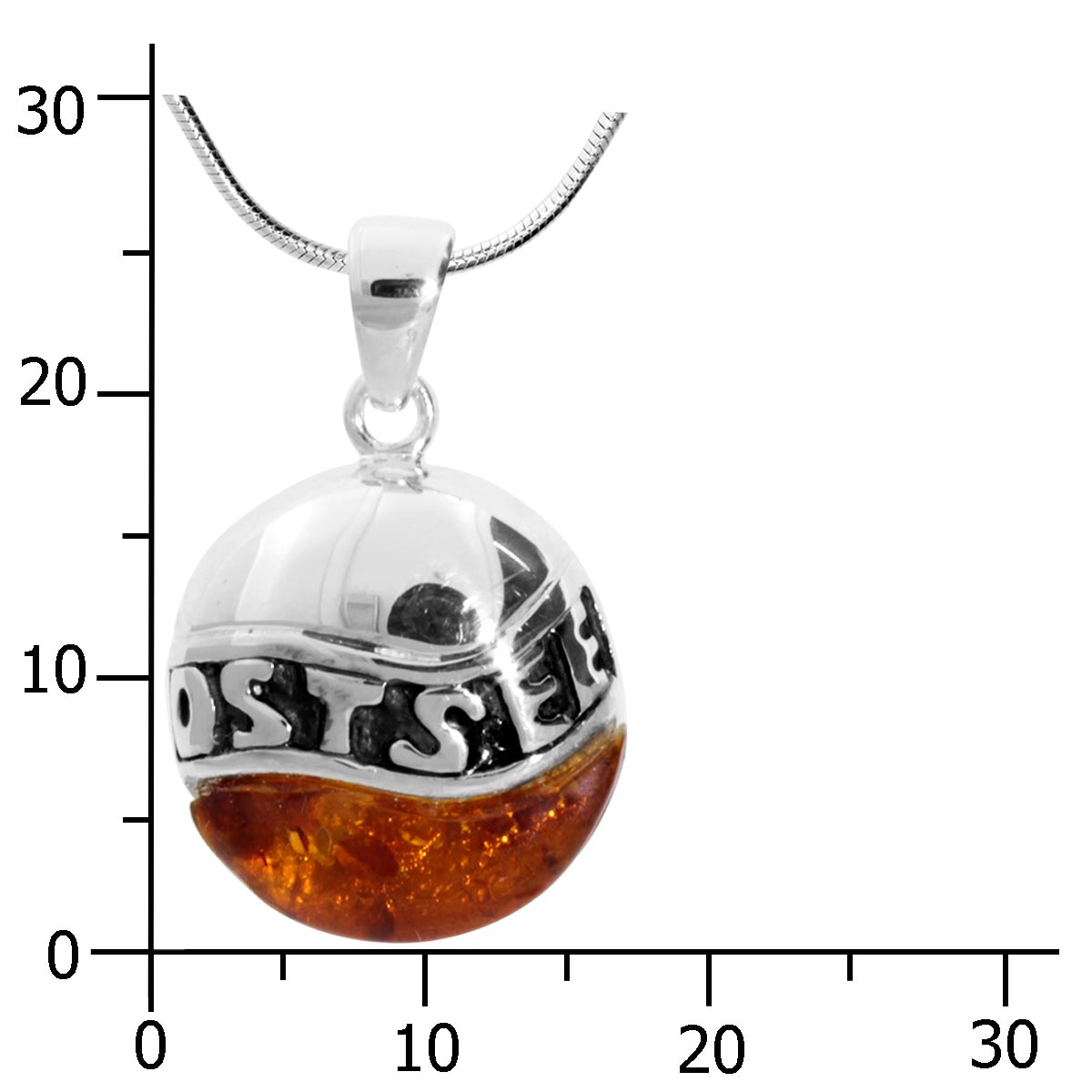 001-203240-A145k Kette mit Anhänger Silber 925/000, 45 cm, Bernstein