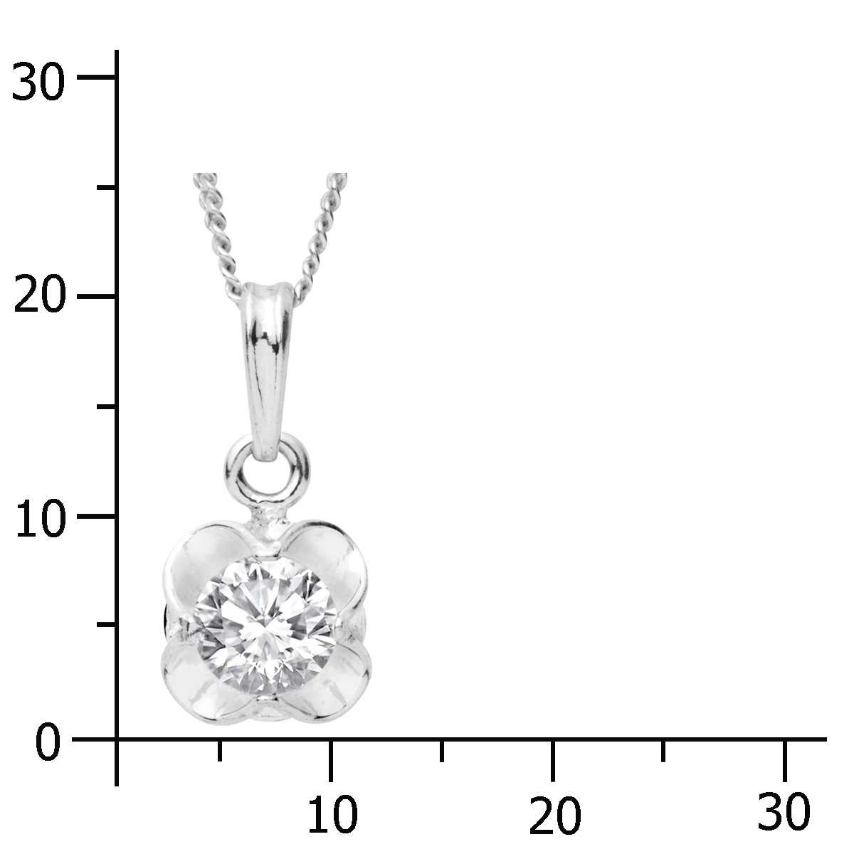 043-201662-A142k Kette mit Anhänger Silber 925/000, Zirkonia, weiß, 42 cm
