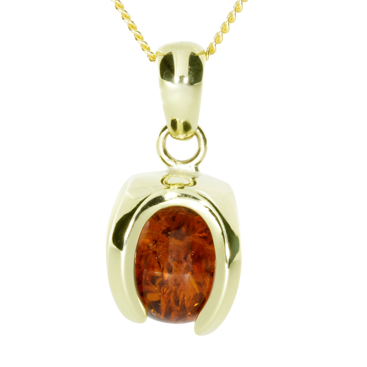 001-103636-A142 Kette mit Anhänger Gold 333/000, 42 cm, Bernstein