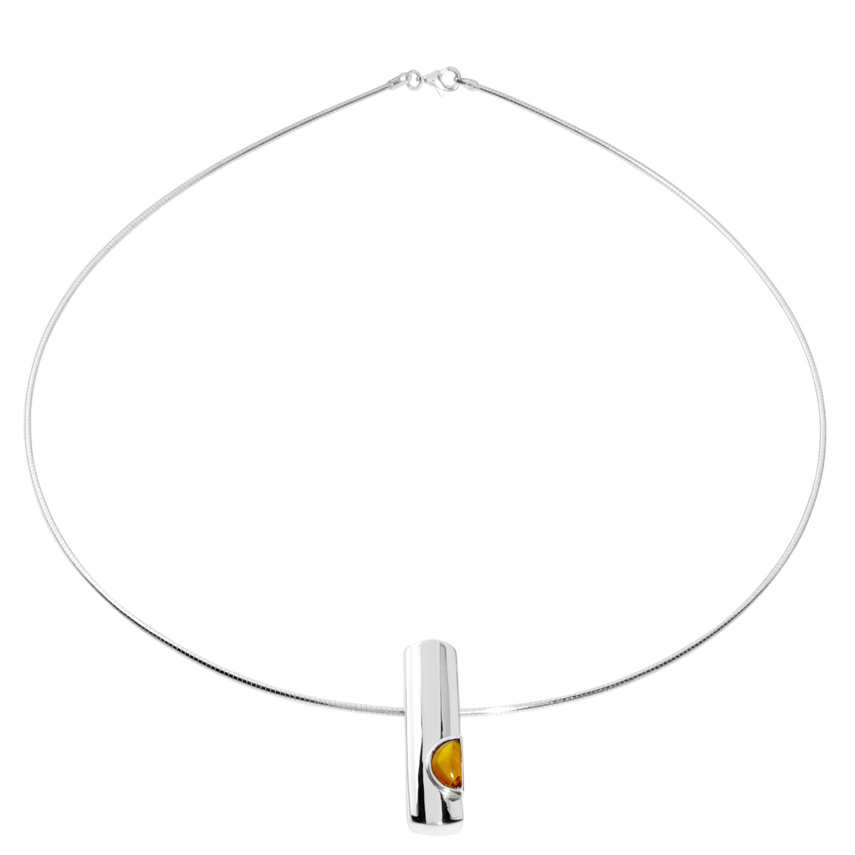 4250054286035-PT01 Halsreif mit Anhänger Silber 925/000, 45 cm, Bernstein