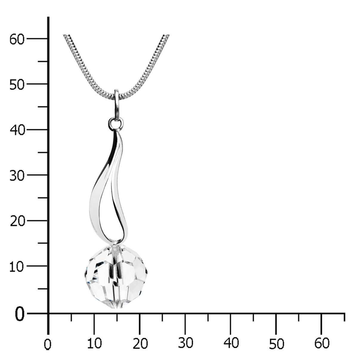 043-200026-A142k Kette mit Anhänger Silber 925/000, Zirkonia, weiß, 42 cm