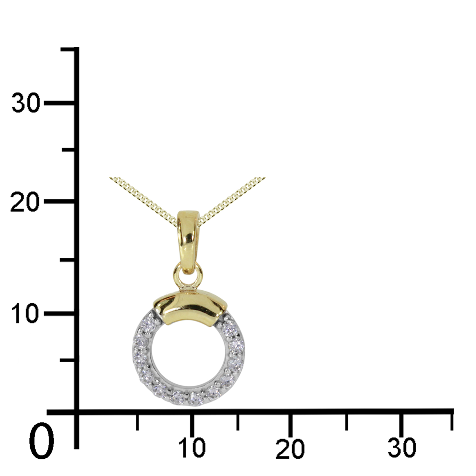 114-100020-A145kvrYMvcGHqOYXY Kette mit Anhänger Gold 333/000,  42 oder 45 cm, Zirkonia