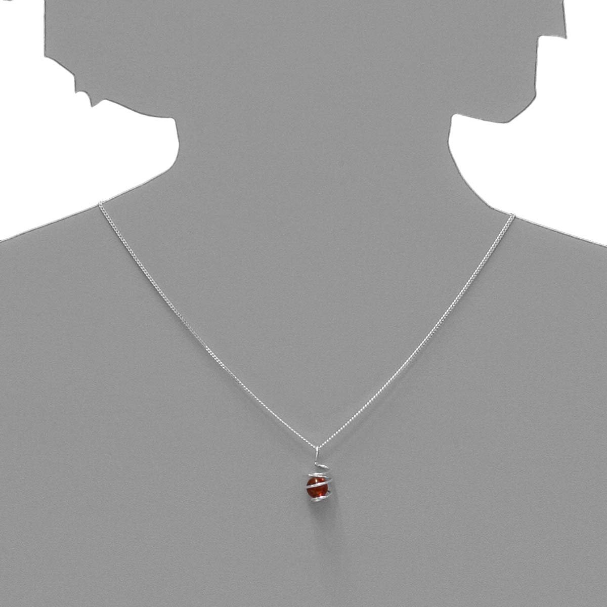4250054203001-PT05 Kette mit Anhänger Silber 925/000,  Bernstein -Länge wählbar-