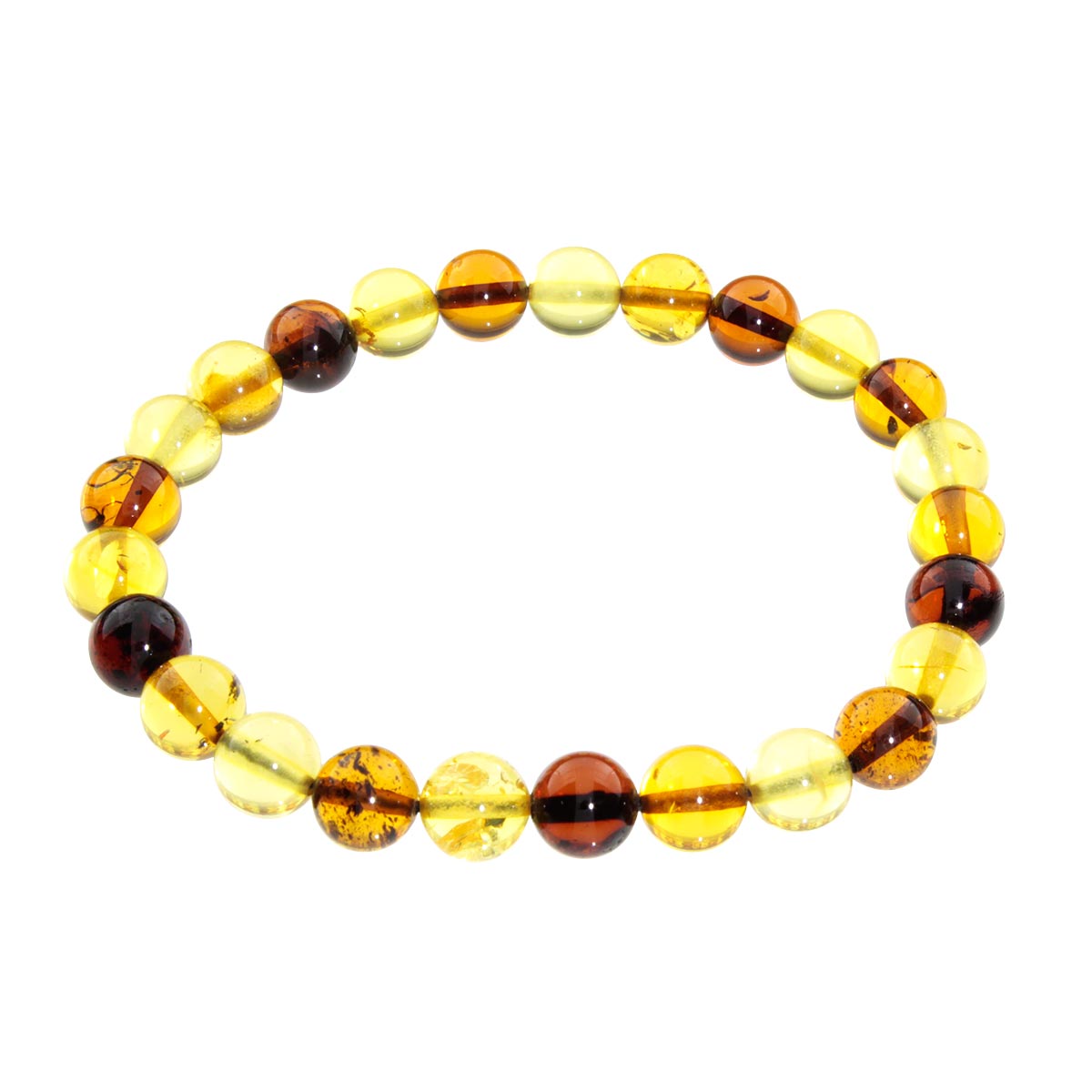 058-410013-0819 Bernsteinarmband, Kugel 8 mm, 19 cm, Gummizug