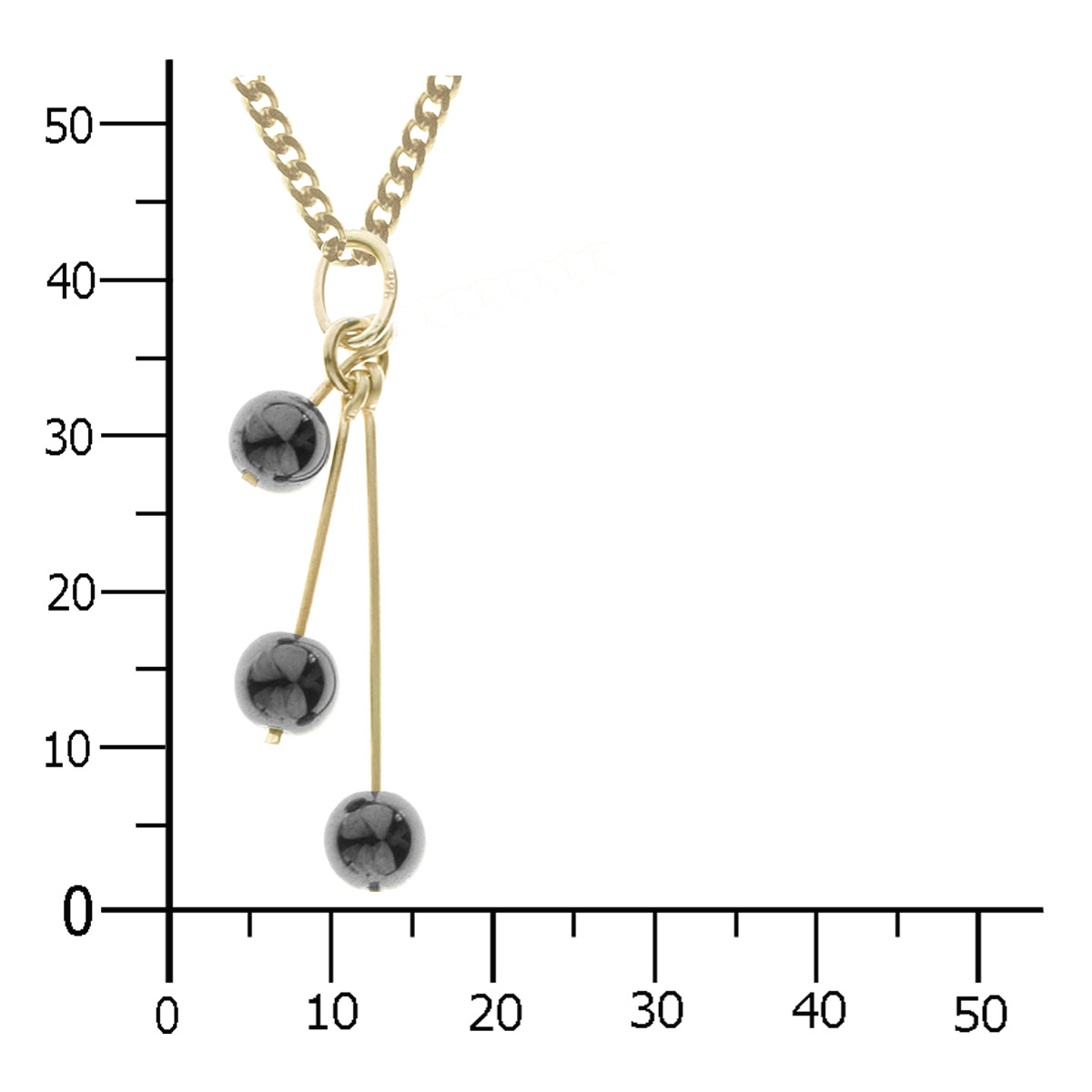 001-103579-1200k Kette mit Anhänger Gold 333/000, 42 cm,  Hämatit
