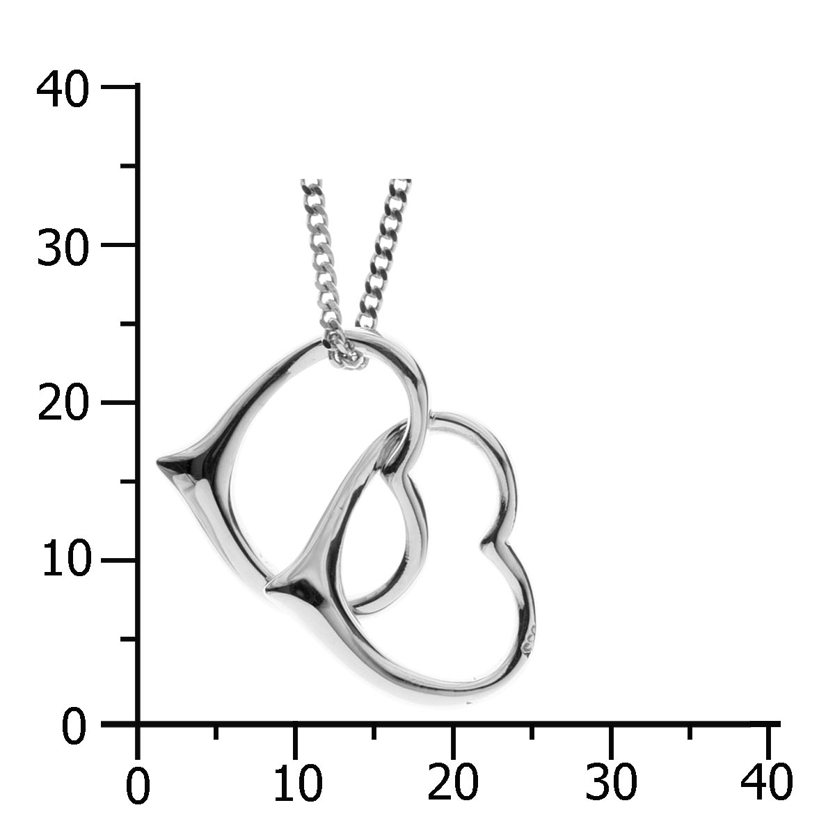 001-203565-1100k Kette mit Anhänger Herz, Silber 925/000, 42 oder 45 cm