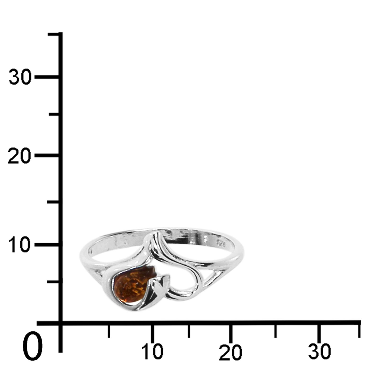 Ring Silber 925/000 "Herz", Bernstein -Größe wählbar- Ring Silber 925/000 "Herz", Bernstein -Größe wählbar-