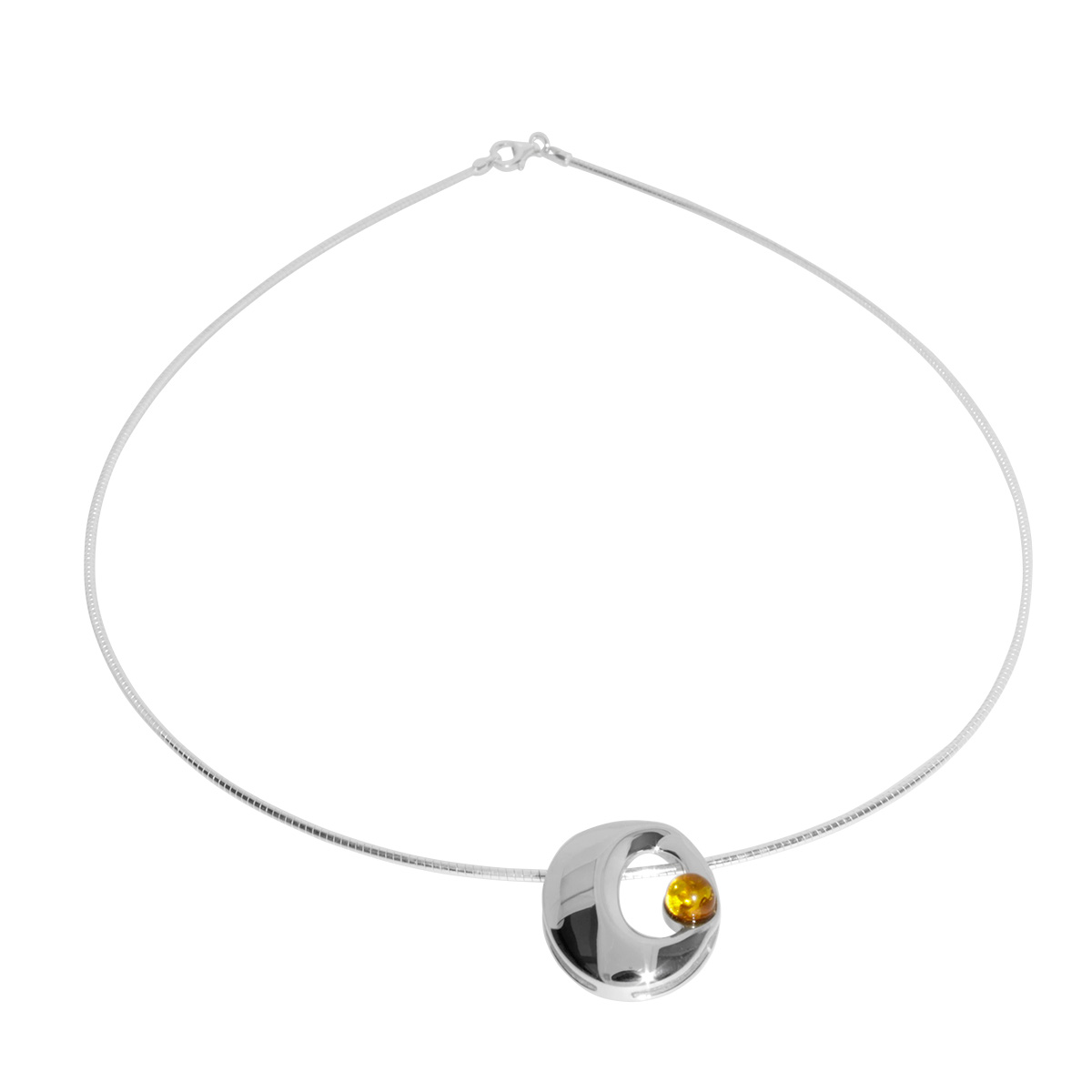 001-203126-B2452 Halsreif mit Anhänger Silber 925/000, 45 cm, Bernstein