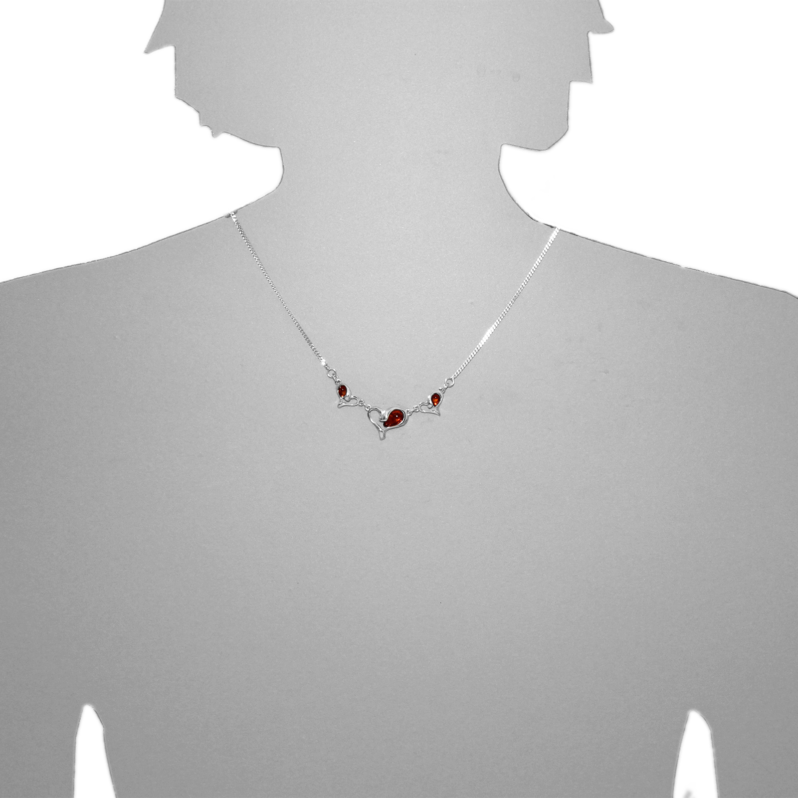 Collier Silber 925/000, Bernstein  Collier Silber 925/000, Bernstein