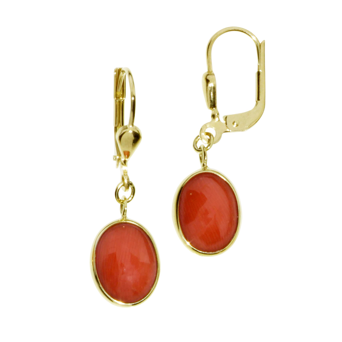 001-160587-0004 Ohrhänger Gold 333/000, Koralle