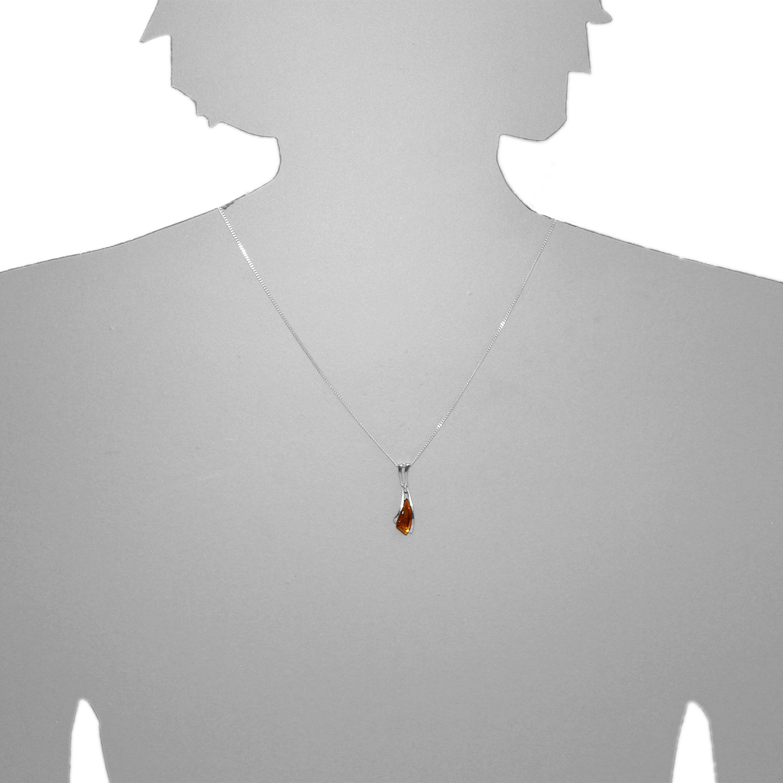 Kette mit Anhänger Silber 925/000, Bernstein -Länge wählbar- Kette mit Anhänger Silber 925/000, Bernstein -Länge wählbar-