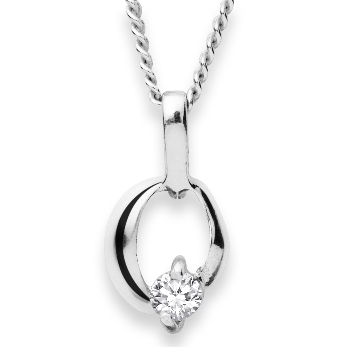 043-201655-A142 Kette mit Anhänger Silber 925/000, Zirkonia, weiß, 42 cm