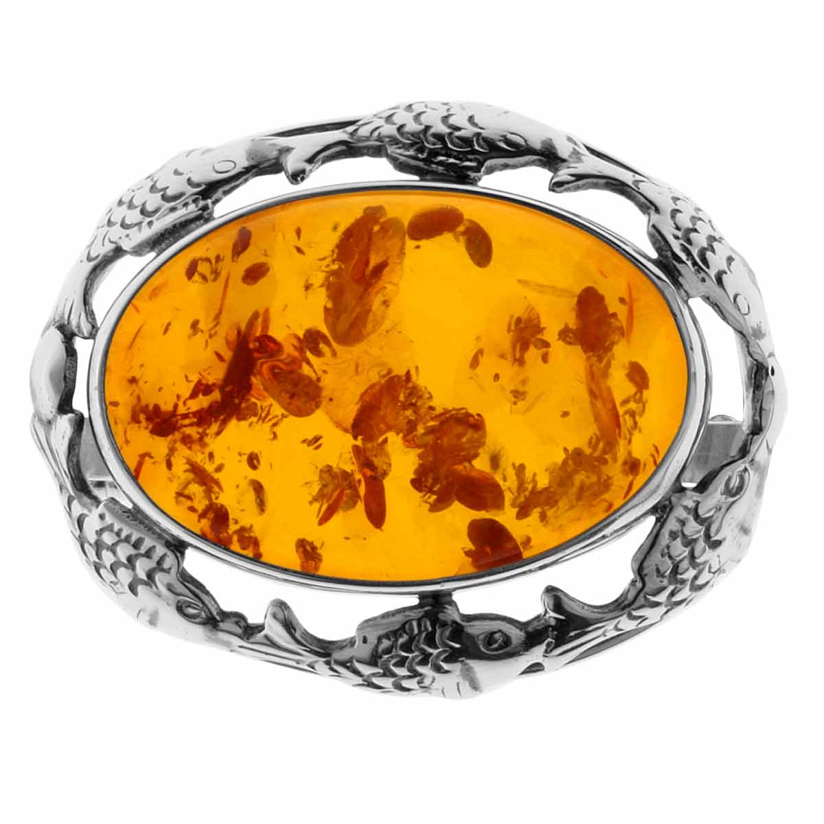 4250054222408 Brosche Fischland Silber 925/000, oxyd., Bernstein