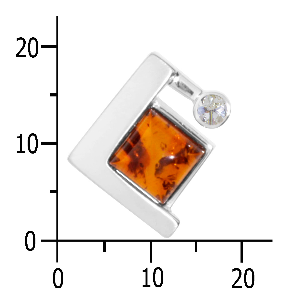 001-203130-0001k Anhänger-Gleiter Silber 925/000, Bernstein/Zirkonia