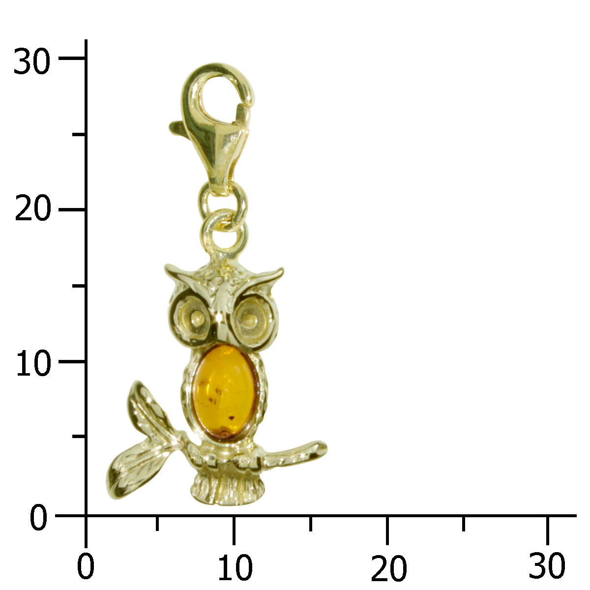 001-103649-0200k Charm Gold 333/000, Eule, Bernstein