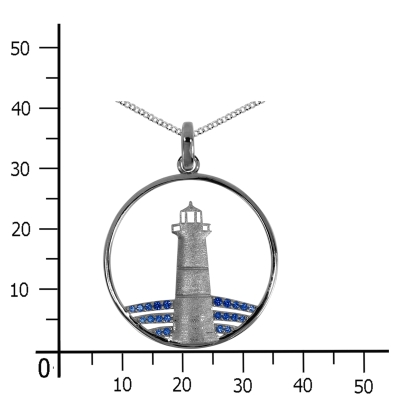 Kette mit Anhänger (28 mm) Silber 925/000, Zirkonia, blau -Länge wählbar- Kette mit Anhänger (28 mm) Silber 925/000, Zirkonia, blau -Länge wählbar-