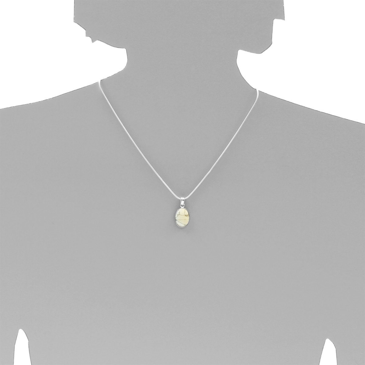 001-203647-A442s Kette mit Anhänger Silber 925/000, 42 cm, Howlith