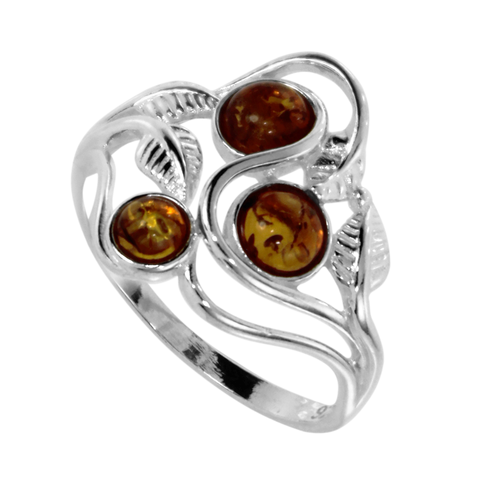 Ring Silber 925/000, Bernstein -Größe wählbar-      