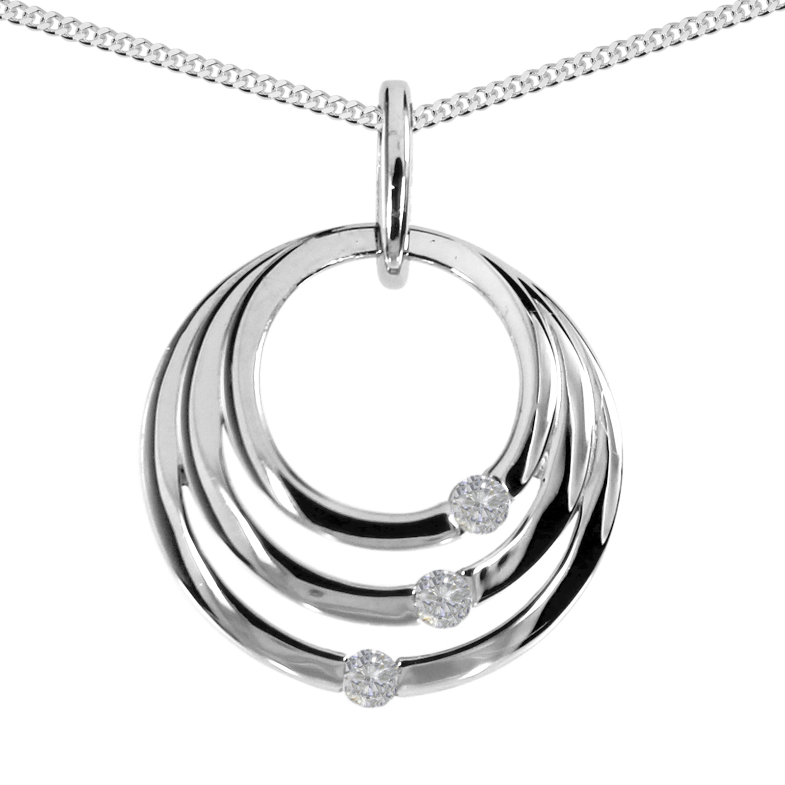 Kette mit Anhänger, Silber 925/000,  Zirkonia  -Länge wählbar-      Kette mit Anhänger, Silber 925/000,  Zirkonia  -Länge wählbar-