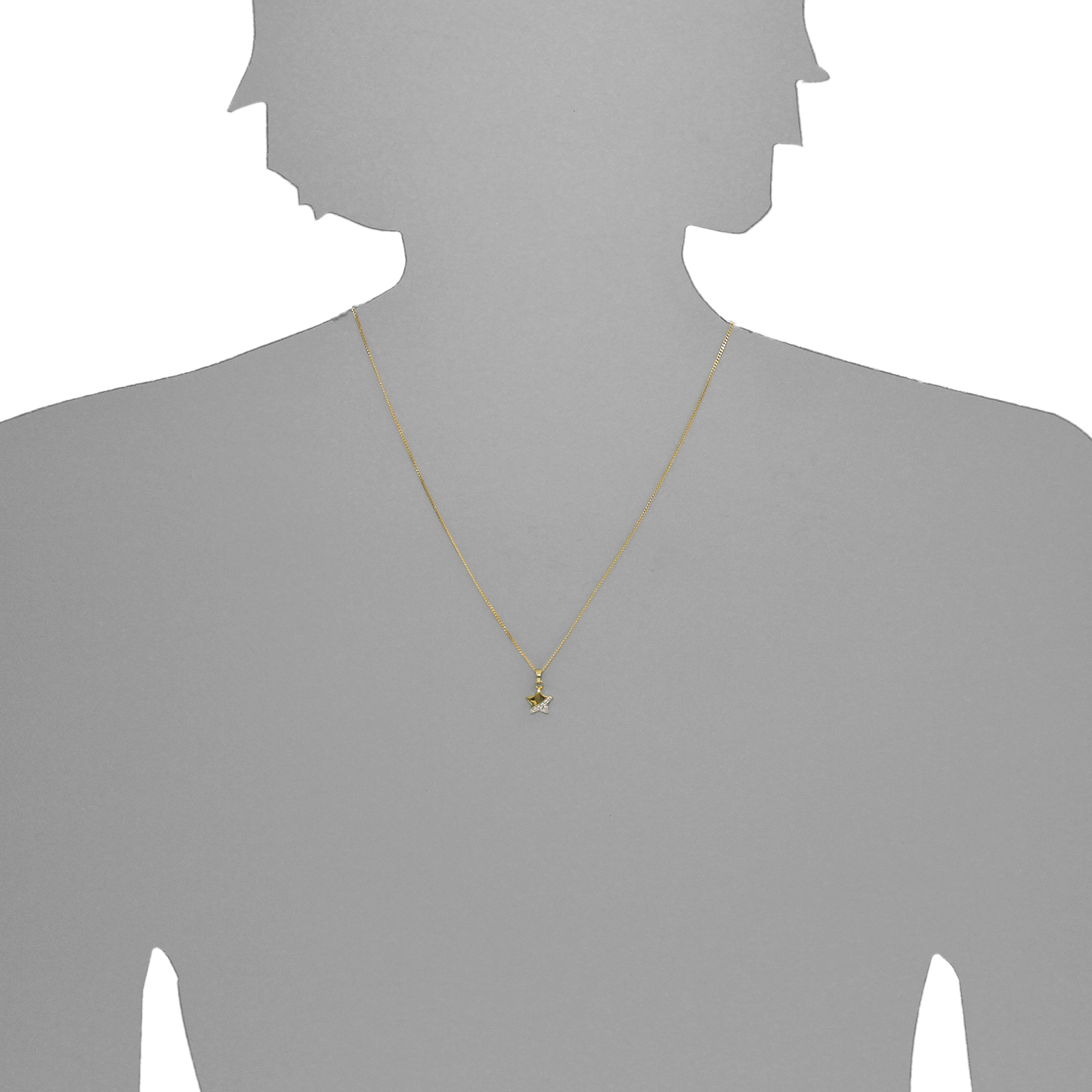 114-100050-A142sHwbtTzyhlVj7c Kette mit Anhänger Stern Gold 333/000,  42 oder 45 cm, Zirkonia