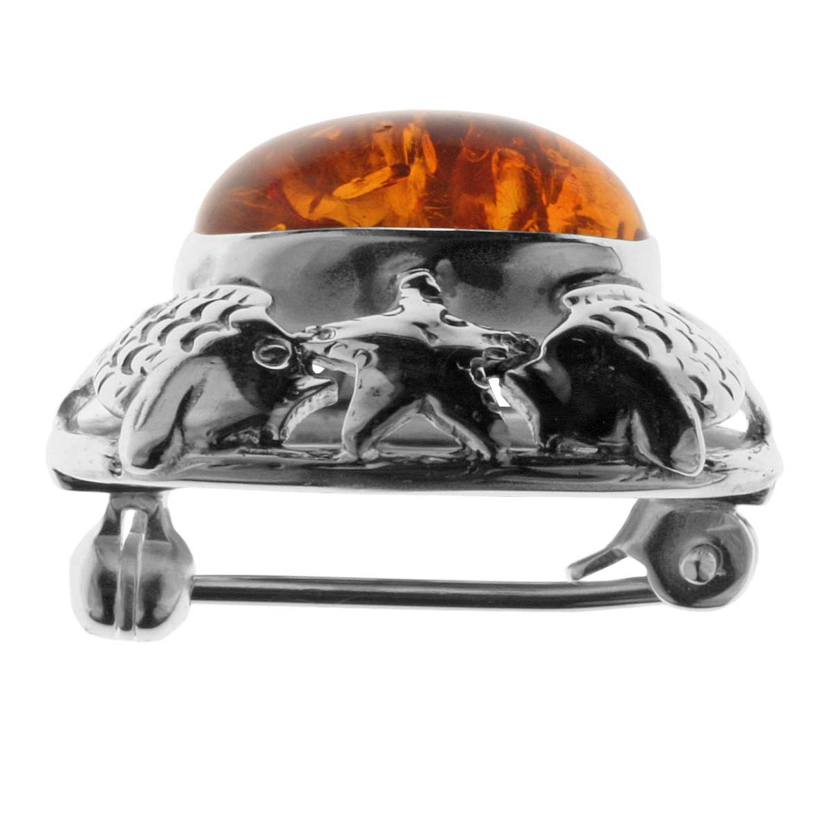 4250054222453-PT01 Brosche Fischland Silber 925/000, oxyd., Bernstein