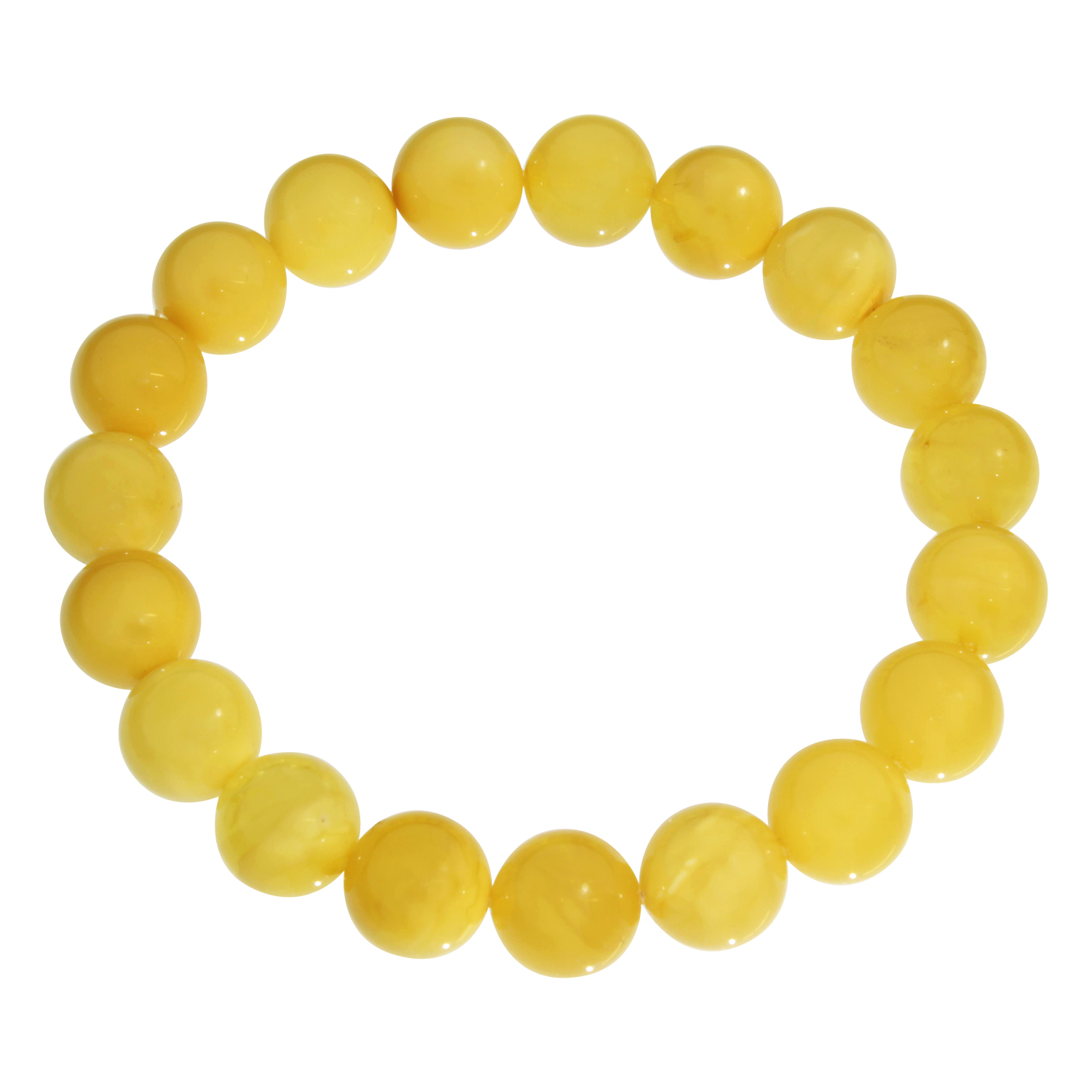 069-98K001-0411 Bernsteinarmband, Kugel 10 mm, 19 cm, Gummizug