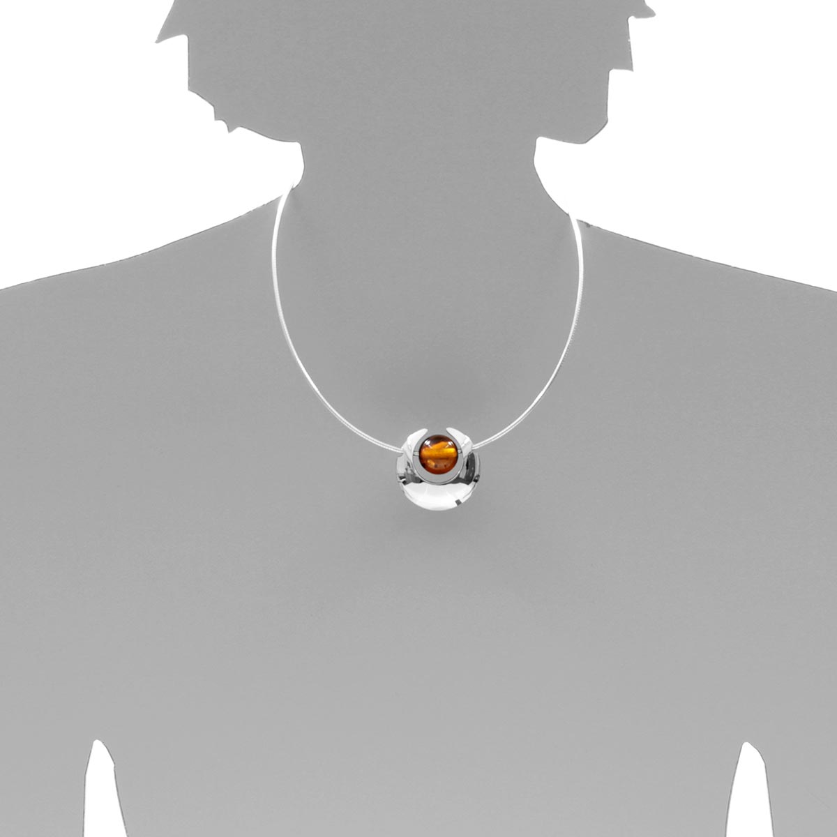 001-203555-2145s Collier Silber 925/000, 42 oder 45 cm, Bernstein