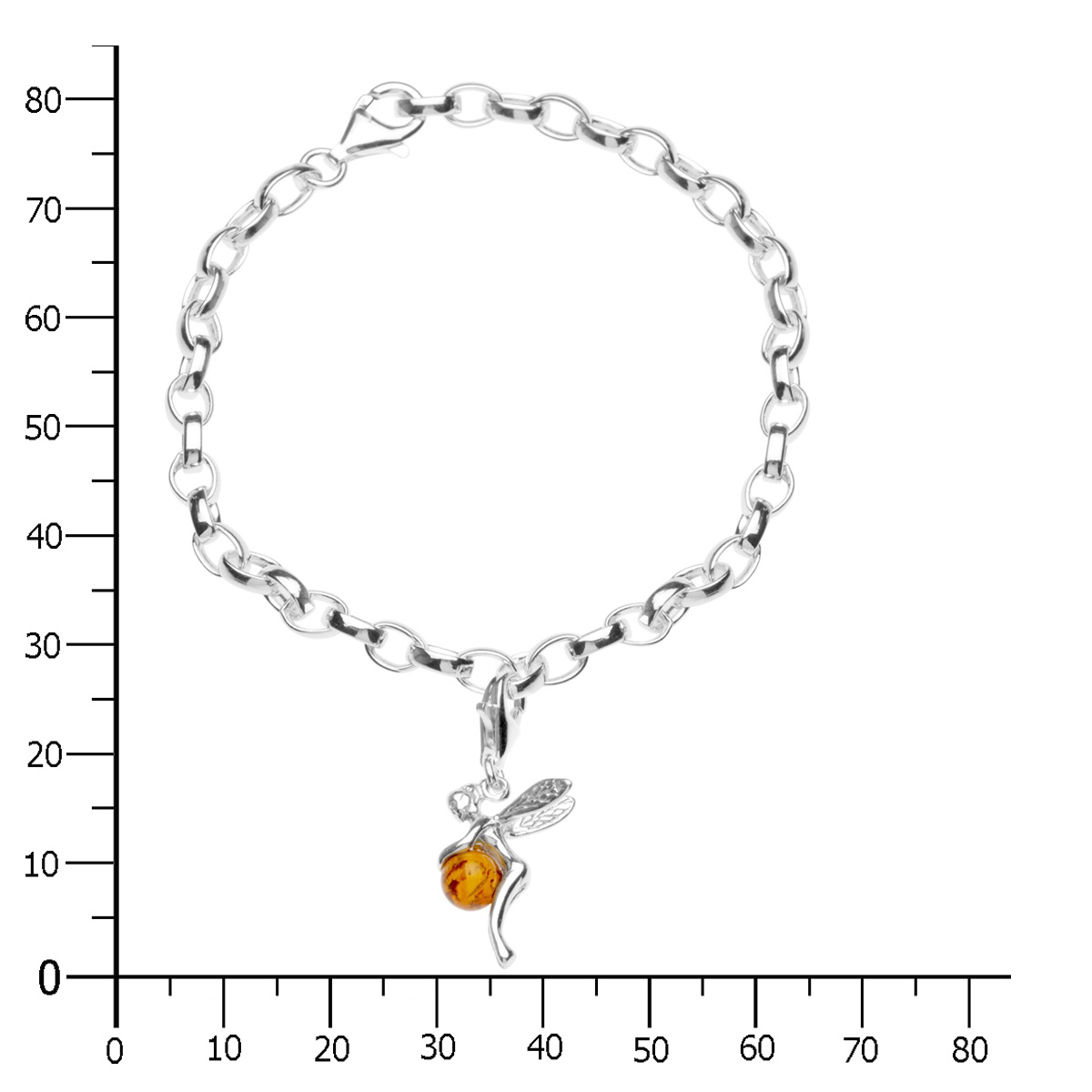 002-210004-019Ck Charmsarmband mit Anhänger Elfe, 19 cm,  Silber 925/000, Bernstein