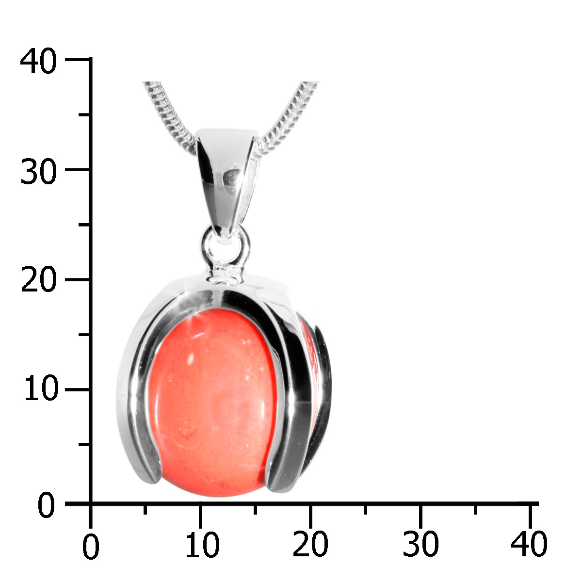 001-203601-A445k Kette mit Anhänger Silber 925/000, 45 cm, rek. Koralle