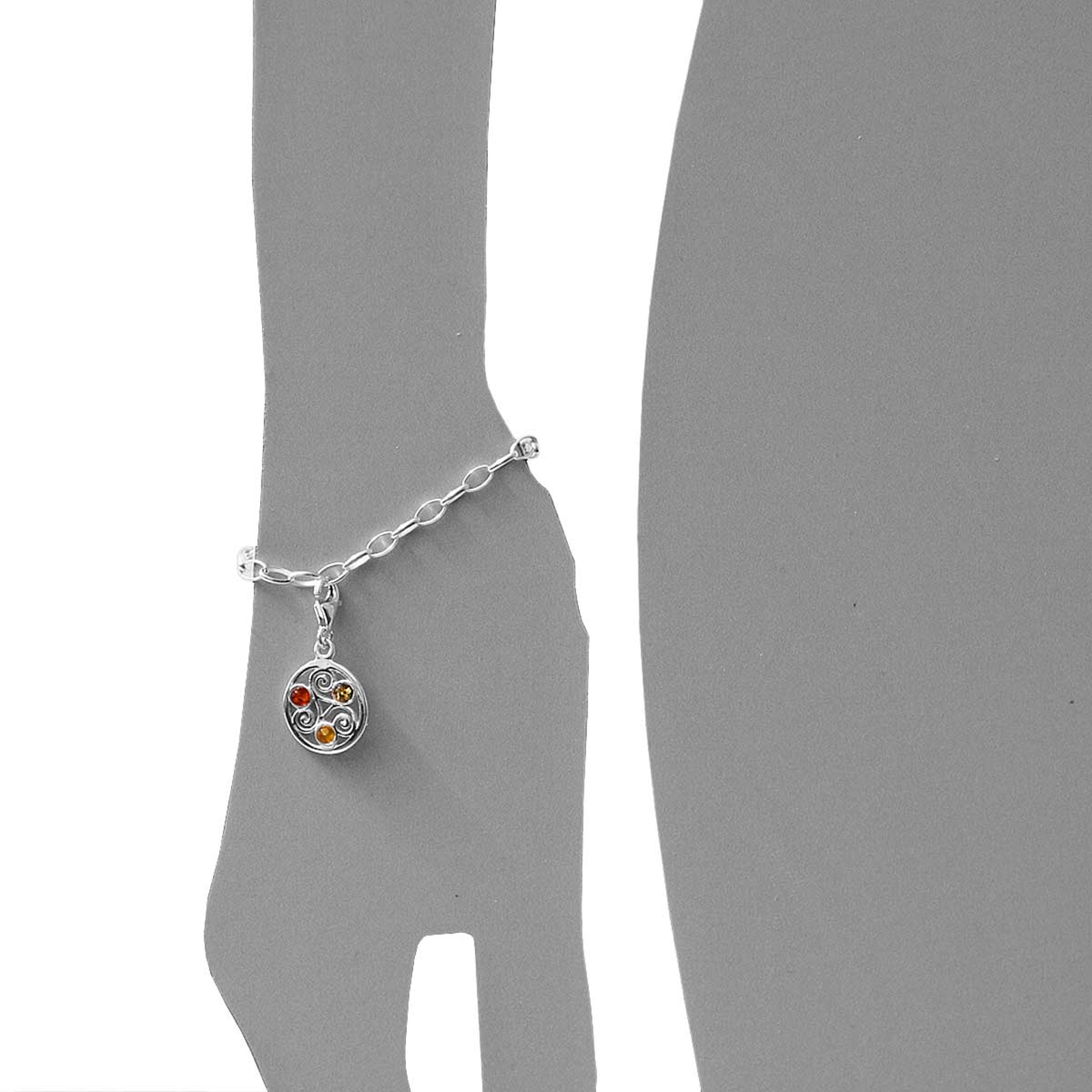 098-200570-0200s Charm Silber 925/000, keltische Fibel, Bernstein