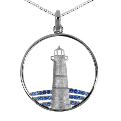 Kette mit Anhänger (15 mm) Silber 925/000, Zirkonia, blau -Länge wählbar-  Kette mit Anhänger (15 mm) Silber 925/000, Zirkonia, blau -Länge wählbar-
